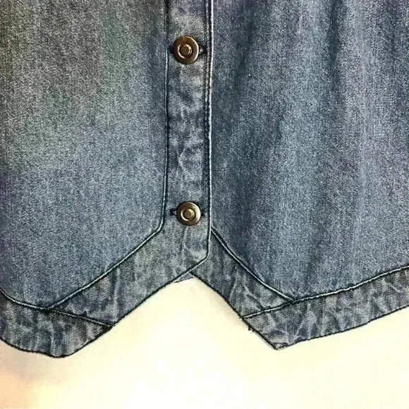 Japna Medium Wash denim button front fitted sleeveless belted dress size small - Picture 7 of 11
